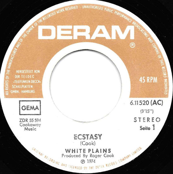 White Plains : Ecstasy (7", Single)