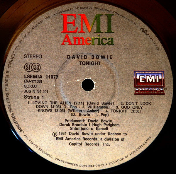 David Bowie : Tonight (LP, Album)