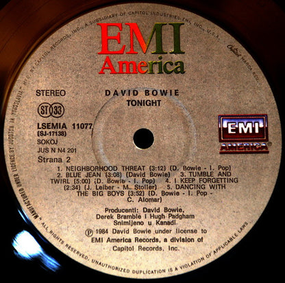 David Bowie : Tonight (LP, Album)