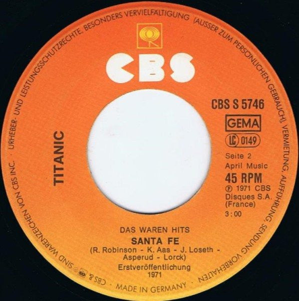Titanic (3) : Sultana / Santa Fe (7", Single)
