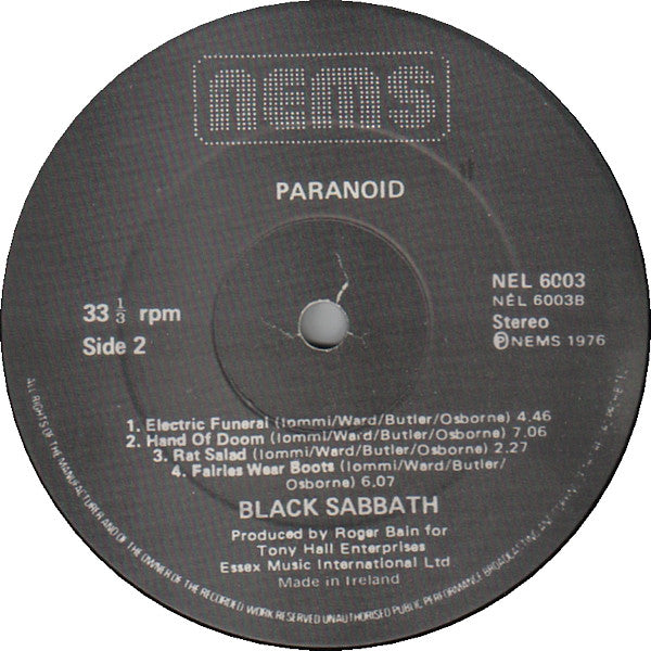 Black Sabbath : Paranoid (LP, Album, RE)