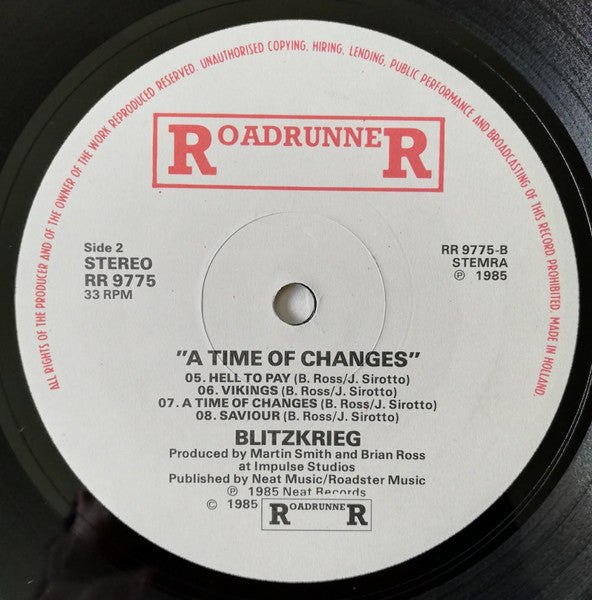 Blitzkrieg (5) : A Time Of Changes (LP, Album)