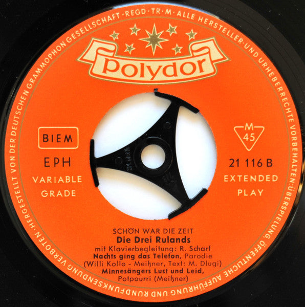 Trude Hesterberg, Die Drei Rulands* : Schön War Die Zeit (7", EP)