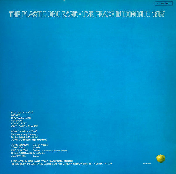 The Plastic Ono Band : Live Peace In Toronto 1969 (LP, Album)
