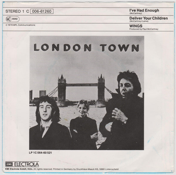 Wings (2) : I've Had Enough (7", Single)