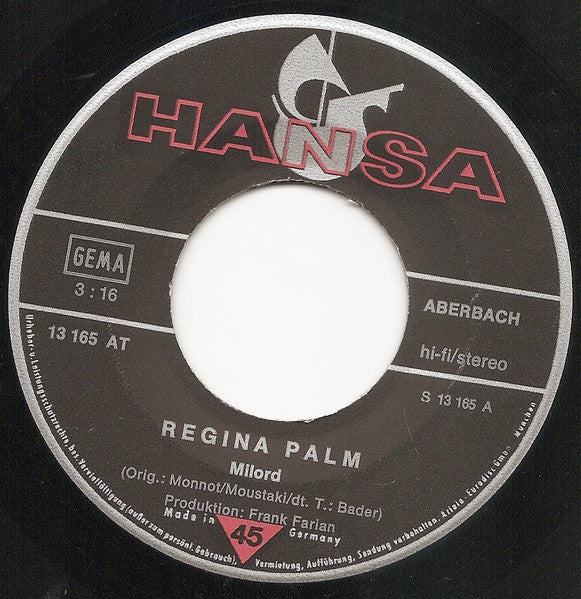 Regina Palm : Milord (7", Single)
