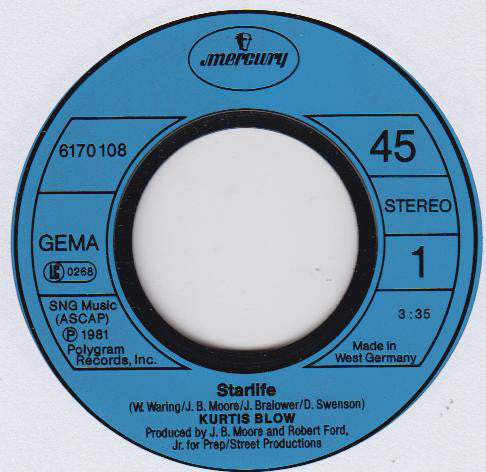 Kurtis Blow : Starlife / Way Out West (7", Single)