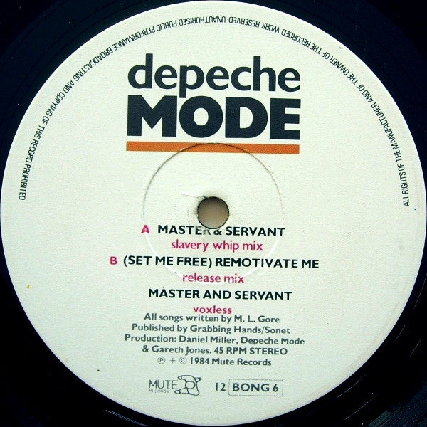 Depeche Mode : Master And Servant (Slavery Whip Mix) (12", Single)