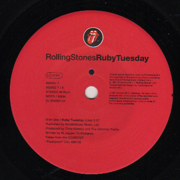 RollingStones* : Ruby Tuesday  (7", Single)