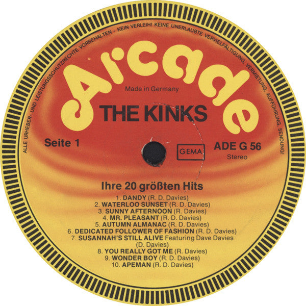 The Kinks : Ihre 20 Größten Hits (LP, Comp, M/Print)