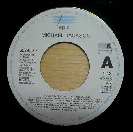 Michael Jackson : They Don't Care About Us (7", Single, Jukebox)