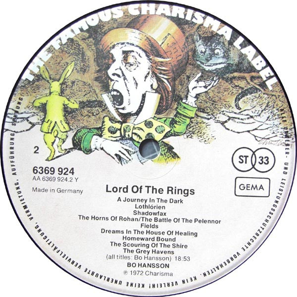 Bo Hansson : Music Inspired By Lord Of The Rings (LP, Album, RE)