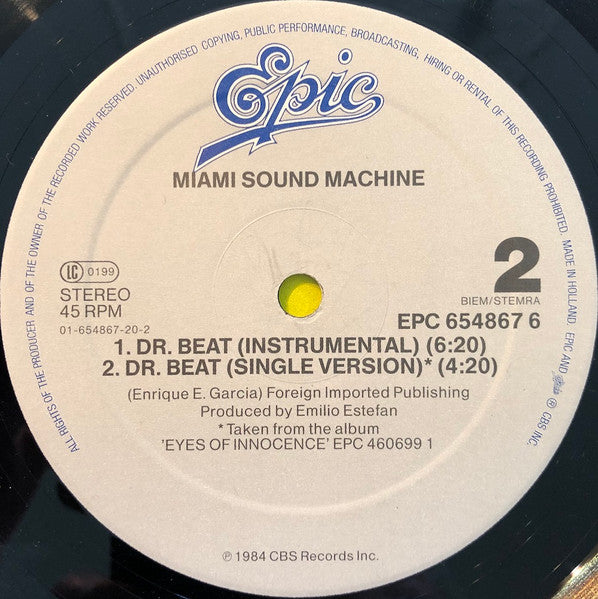 Miami Sound Machine : Dr. Beat (12", Maxi, RE)