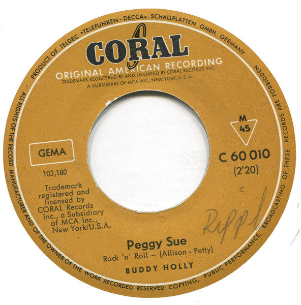 Buddy Holly : Rave On (7", Single, Mono)