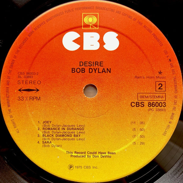 Bob Dylan : Desire (LP, Album)