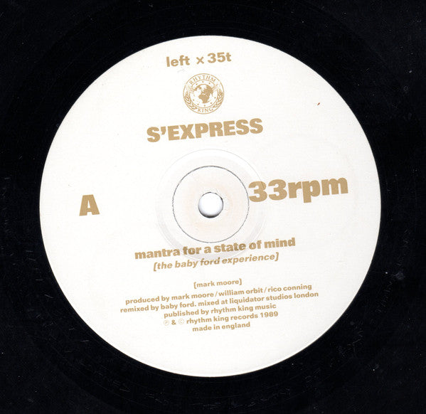 S'Express : Mantra For A State Of Mind (The Baby Ford Experience) (12", Ltd)
