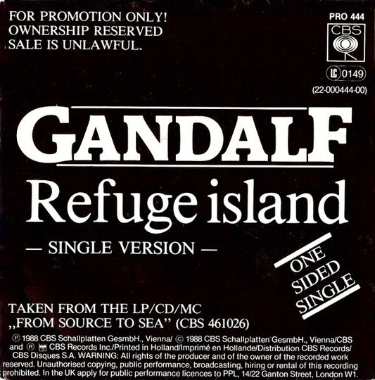 Gandalf : Refuge Island (Single Version) (7", S/Sided, Promo)