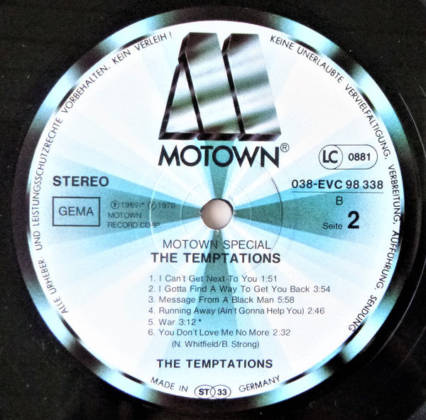 The Temptations : Motown Special The Temptations (LP, Comp)
