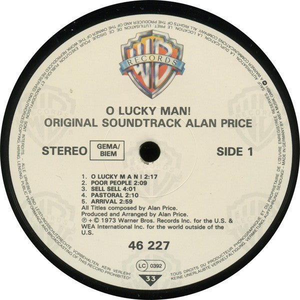 Alan Price : O Lucky Man! - Original Soundtrack (LP, Album, RP)