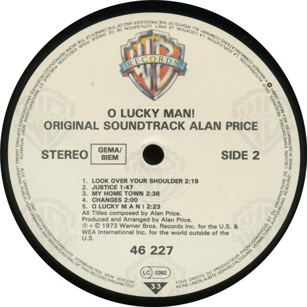 Alan Price : O Lucky Man! - Original Soundtrack (LP, Album, RP)
