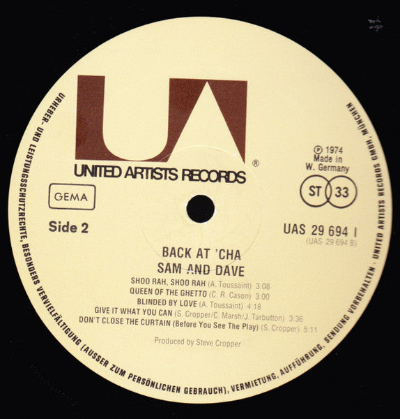 Sam & Dave : Back At 'Cha! (LP, Album)