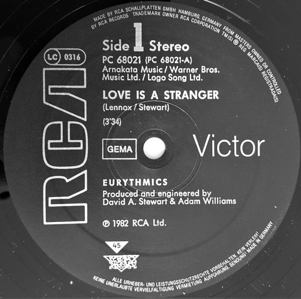 Eurythmics : Love Is A Stranger (12", Maxi)