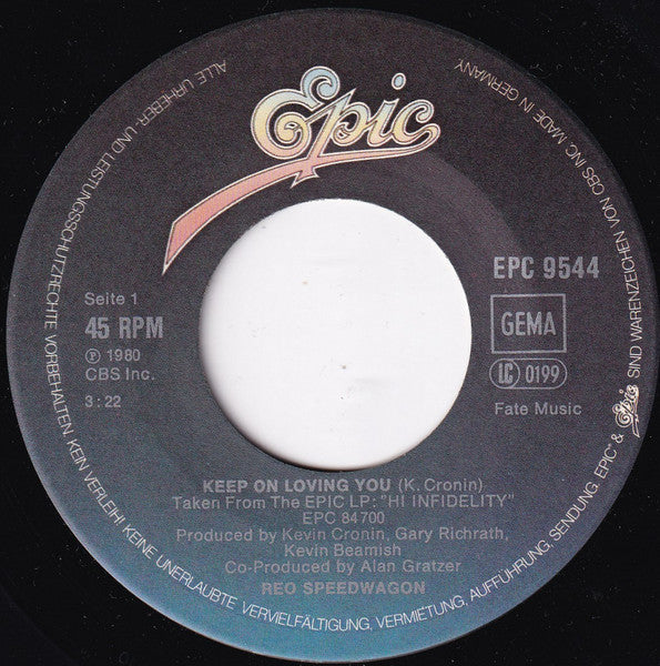 REO Speedwagon : Keep On Loving You (7", Single)