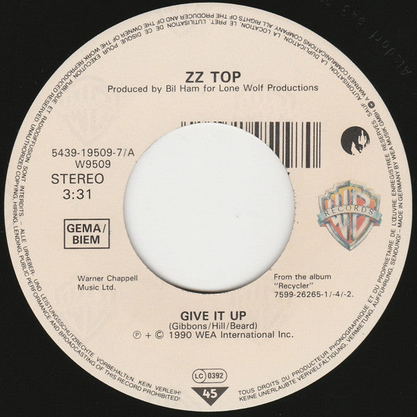 ZZ Top : Give It Up (7", Single, Lar)