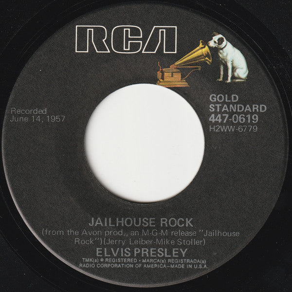 Elvis Presley : Jailhouse Rock / Treat Me Nice (7", Single, RE, Ind)