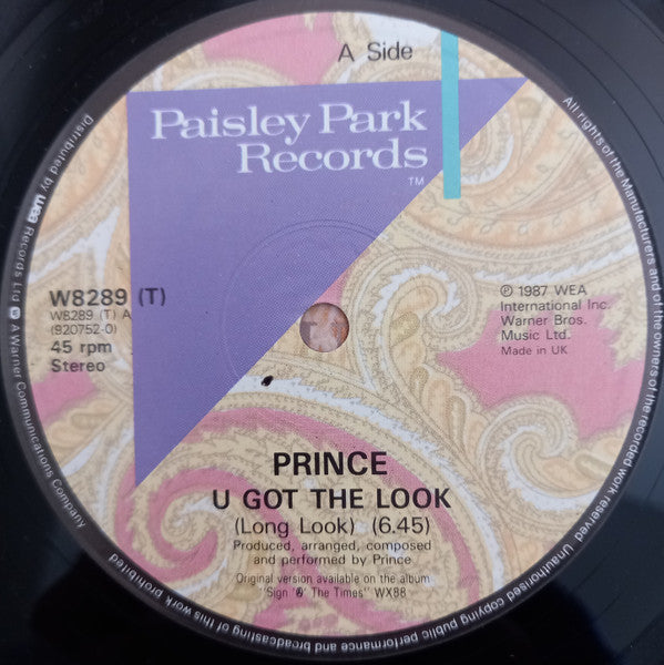 Prince : U Got The Look (12", Single, PRS)