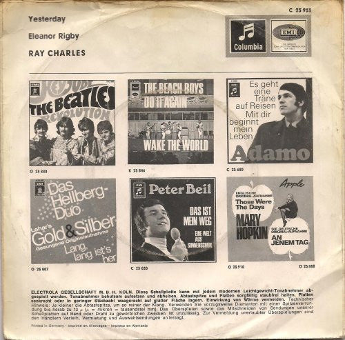 Ray Charles : Yesterday / Eleanor Rigby (7", Single)