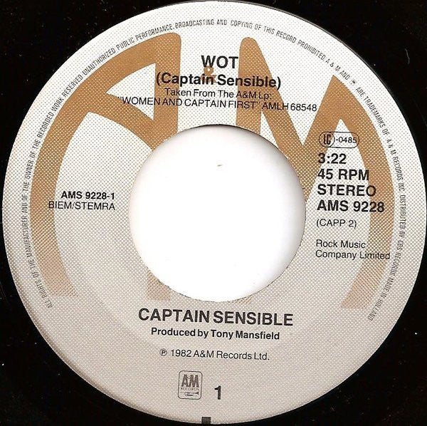 Captain Sensible : Wot! (7", Single)