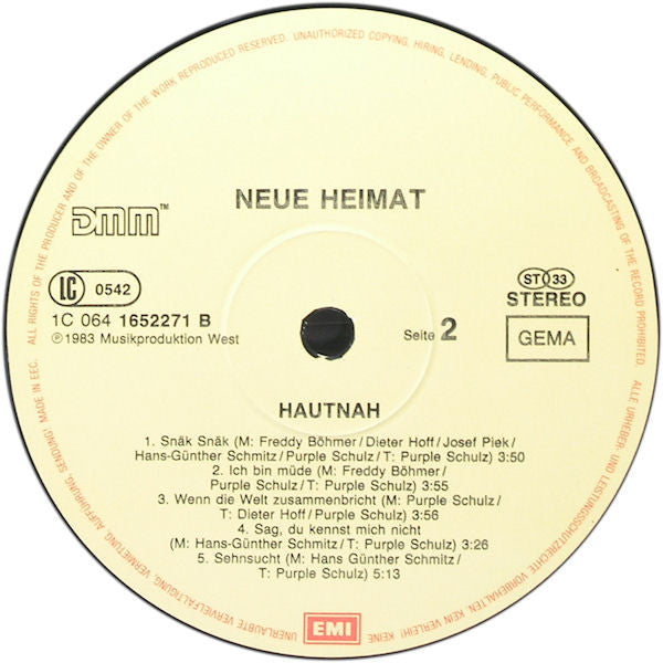 Purple Schulz & Neue Heimat : Hautnah (LP, Album)