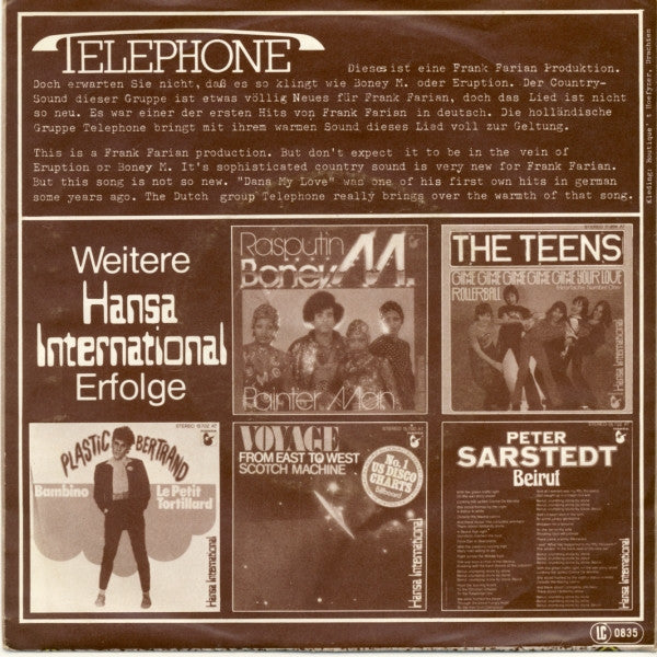 Telephone (3) : Dana My Love (7", Single)