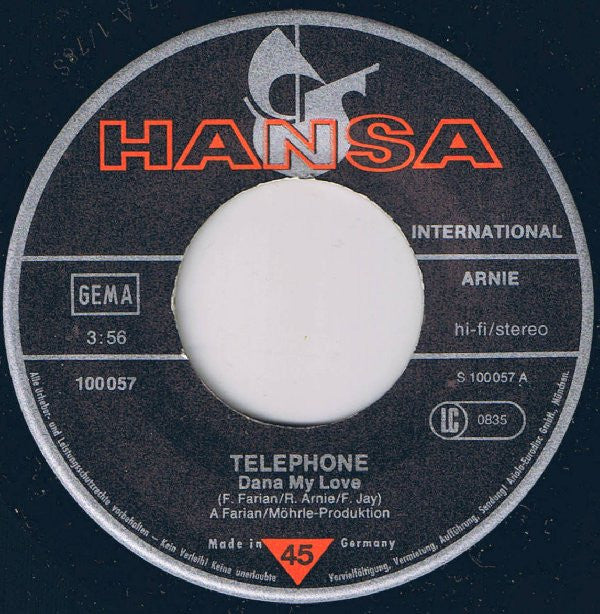 Telephone (3) : Dana My Love (7", Single)