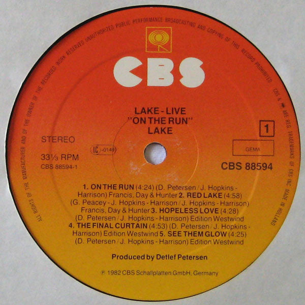 Lake (2) : Lake - Live "On The Run" (2xLP, Album)