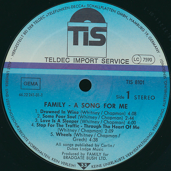 Family (6) : A Song For Me (LP, Album, RE)