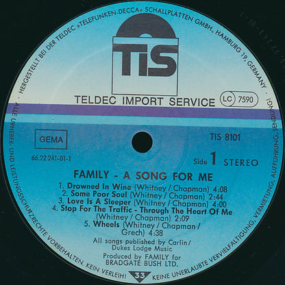 Family (6) : A Song For Me (LP, Album, RE)
