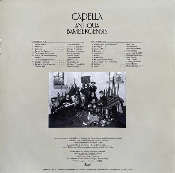 Capella Antiqua Bambergensis , Leitung: Prof. Dr. Wolfgang Spindler* : Heitere Musik Aus Alten Zeiten (LP, Album)