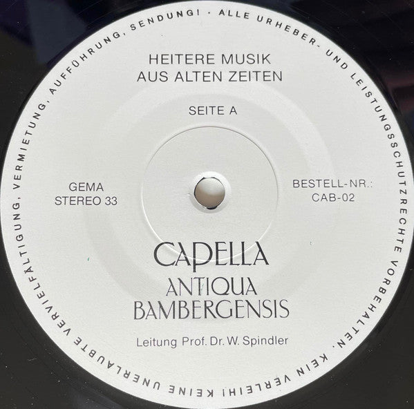 Capella Antiqua Bambergensis , Leitung: Prof. Dr. Wolfgang Spindler* : Heitere Musik Aus Alten Zeiten (LP, Album)