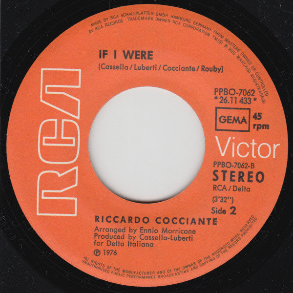Riccardo Cocciante : When Love Has Gone Away (7")