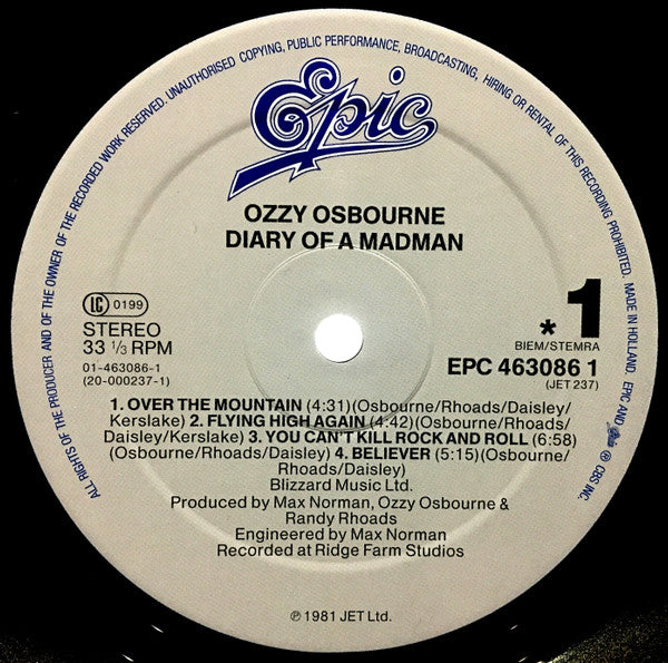 Ozzy Osbourne : Diary Of A Madman (LP, Album, RE)