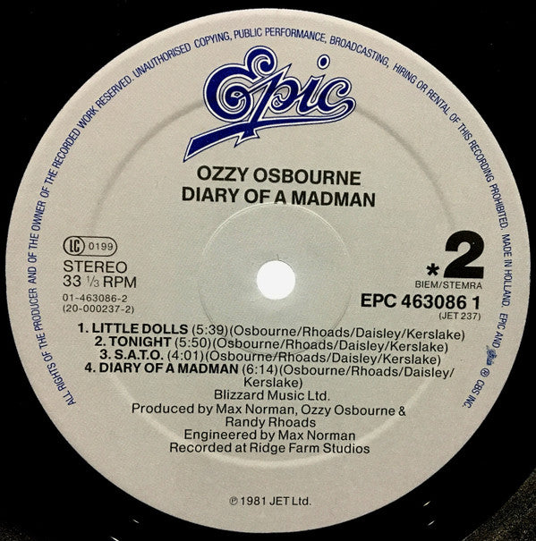 Ozzy Osbourne : Diary Of A Madman (LP, Album, RE)