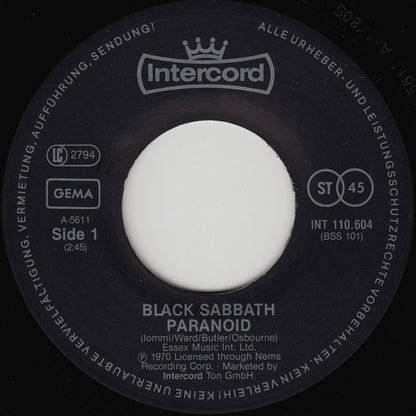 Black Sabbath : Paranoid (7", Single, RE)