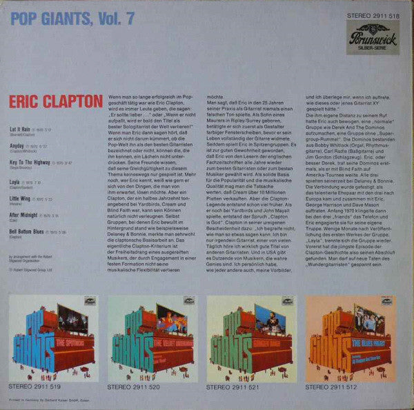 Eric Clapton : Pop Giants, Vol. 7 (LP, Comp)