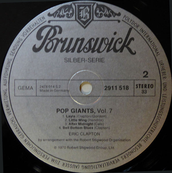 Eric Clapton : Pop Giants, Vol. 7 (LP, Comp)