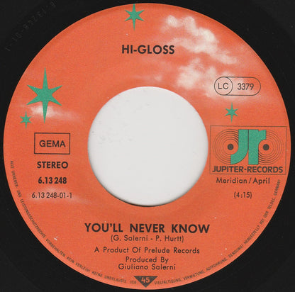 Hi-Gloss : You'll Never Know (7", Single)