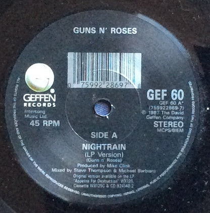 Guns N' Roses : Nightrain (7", Single)