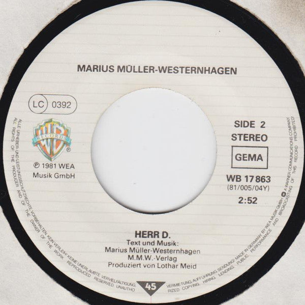 Marius Müller-Westernhagen : Hier In Der Kneipe Fühl' Ich Mich Frei (7", Single)