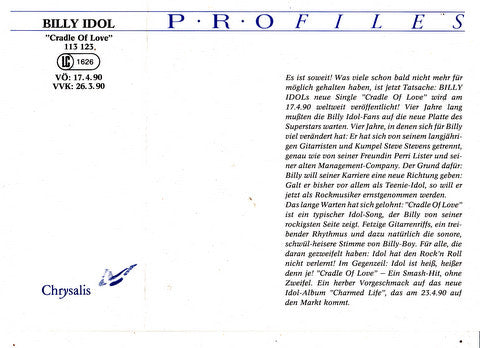 Billy Idol : Cradle Of Love (7", Single)